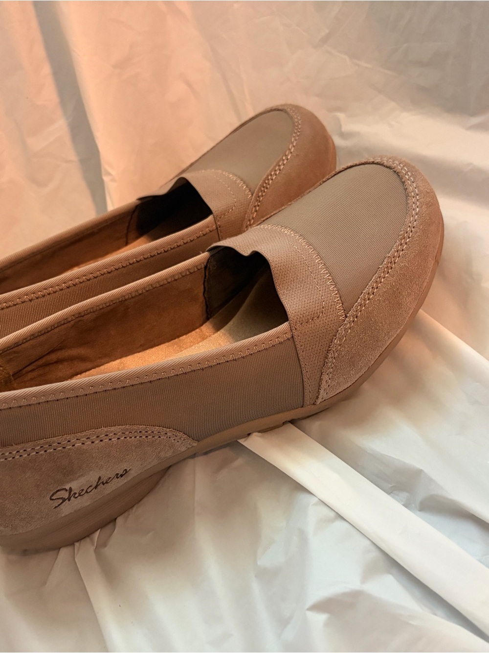 Skechers Memory Foam Women's Slip-On Loafers - Taupe - Picture 2 of 4